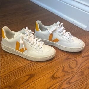 Veja Cream and Orange Casual Sneakers